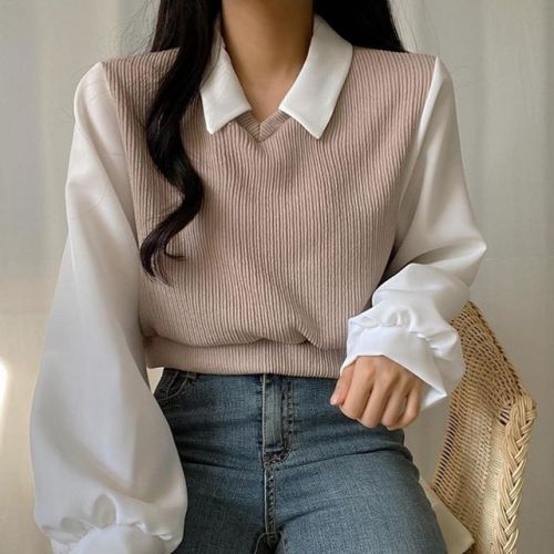 Two-piece Polo Collar Women's Blouse