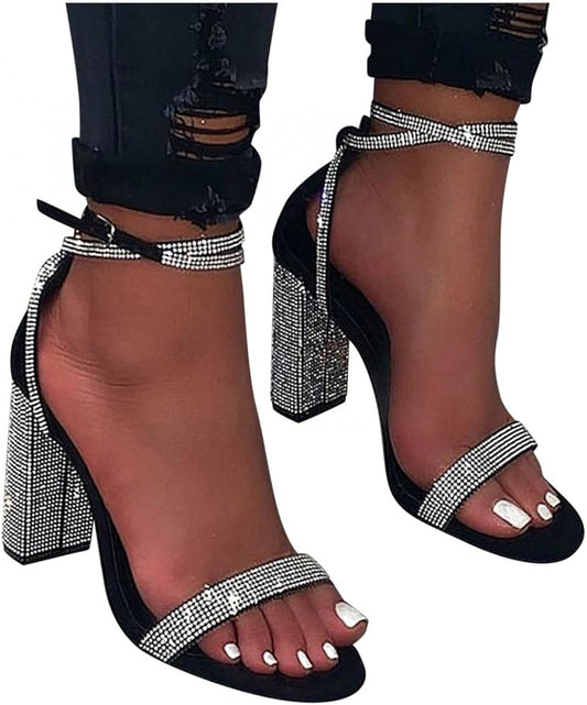 Heel Sandals Women Rhinestone Sexy Transparent High Heels Sandals Female New Summer Party Dress Shoes Ladies Pumps Plus Size