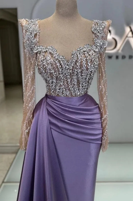 Customized Stylish Long Mermaid Prom Dresses Detachable Train Saudi Arabric Gala