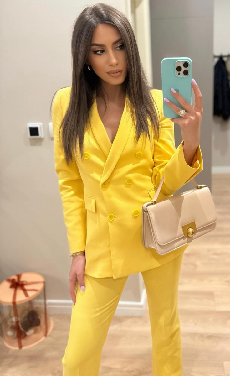 Women Pants Set Two Piece Sets Turn Down Collar White Blazer Elegant Coats Matching